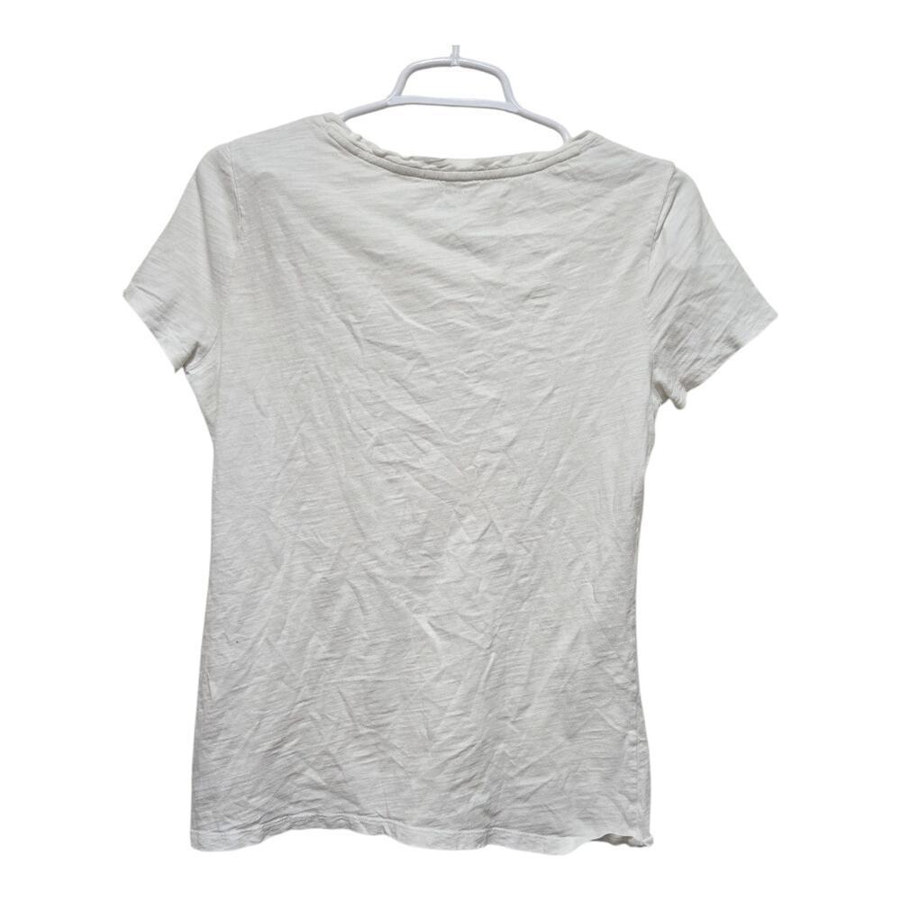 Chicos White Crochet Sleeve Top Petite 1 Rayon Knit Blouse - Picture 2 of 10